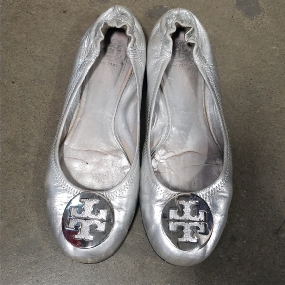 Tory Burch Shoes - Tory Burch Silver in Silver Flats 8.5